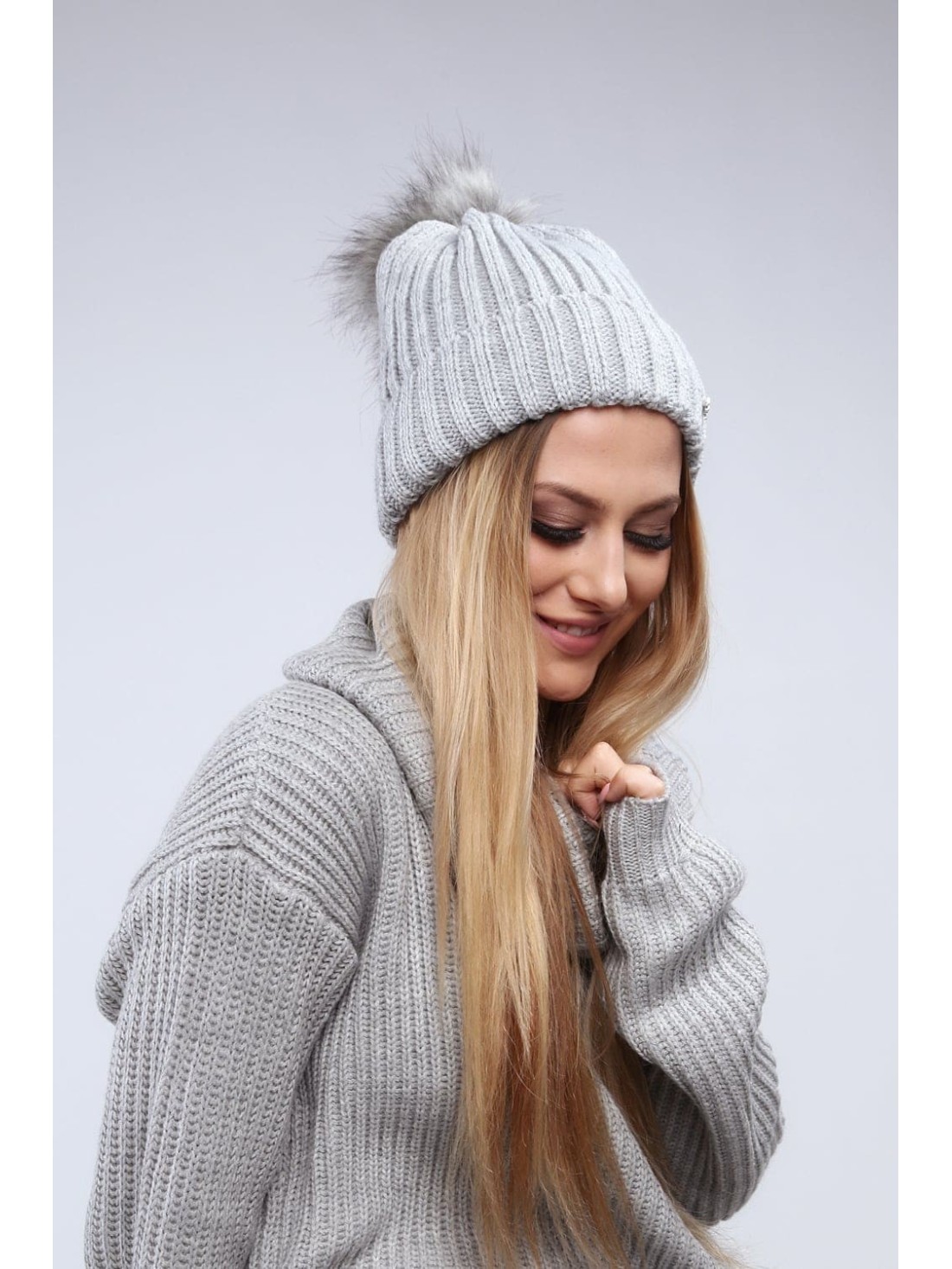 Light gray winter hat C1 - Online store - Boutique